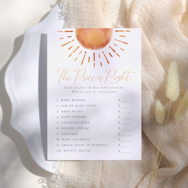 Little Ray of Sunshine Price is Right Game Invitation (Creator Uploaded)