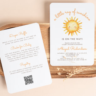 Little Ray of Sunshine QR Code Baby Shower Invitation