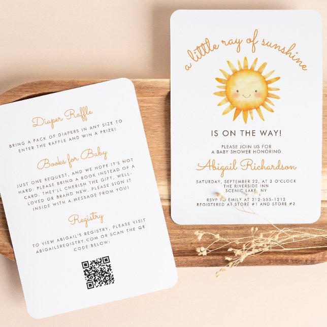 Little Ray of Sunshine QR Code Baby Shower Invitation (Creator Uploaded)