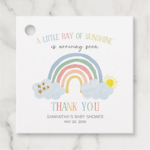 Little Ray of Sunshine Rainbow Baby Shower Favour Tags