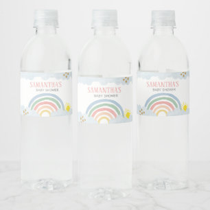 Little Ray of Sunshine Rainbow Baby Shower Water Bottle Label