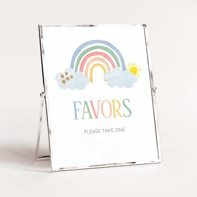 Little Ray of Sunshine Rainbow Favours Sign (Rainbow Baby Shower Sign Favors Sign)