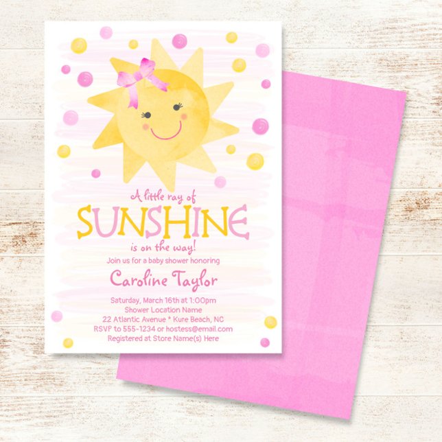 Little Ray of Sunshine Watercolor Baby Shower Invitation (Creator Uploaded)