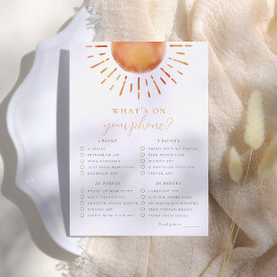 Little Ray of Sunshine What's On Your Phone Game Invitation