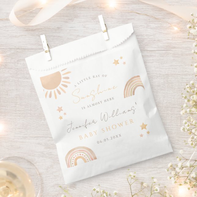 Little ray Sunshine Sun rainbow boho baby shower Favour Bags (Clipped)