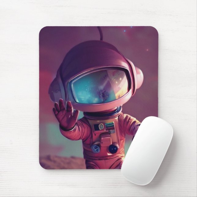 Little Red Alien Astronaut  Mouse Mat (With Mouse)