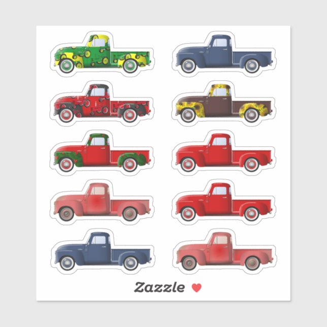 Little Red (and other colours) Truck Stickers (Sheet)