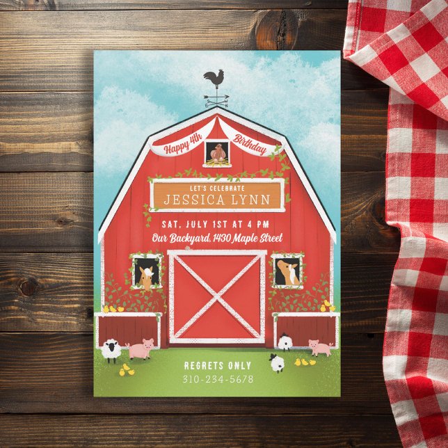 Little Red Barn Farm Birthday Party Invitation (Creator Uploaded)