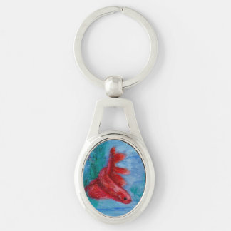 Little Red Betta Fish Key Ring