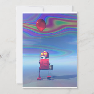 Little Red Birthday Robot 2 Invitation