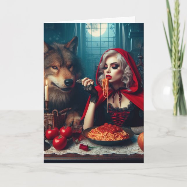 Little Red Blonde Hair Dark Fantasy Birthday  Card (Front)