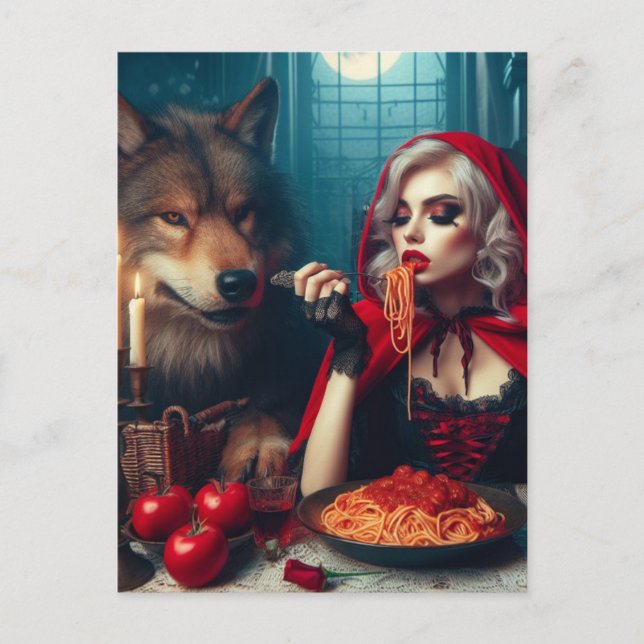 Little Red Blonde Hair Dark Fantasy Postcard (Front)