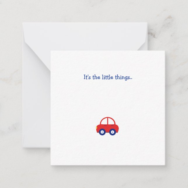 Little Red Car Birthday Thank You Note Card (Front)