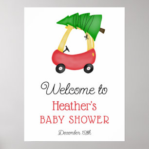 Little Red Car Tree Baby Shower Welcome Sign