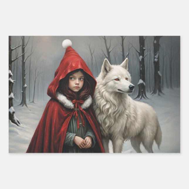 Little Red Christhmas Gift Wrapping Paper Sheet (Front)