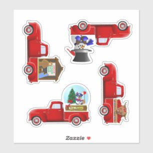Little Red Christmas Truck Stickers