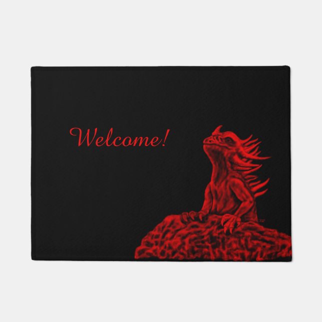 Little red Dragon Doormat (Front)