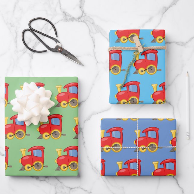 Little Red Engine Design Wrapping Paper Sheets (Front)
