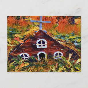 Little Red Fairy House Postcard
