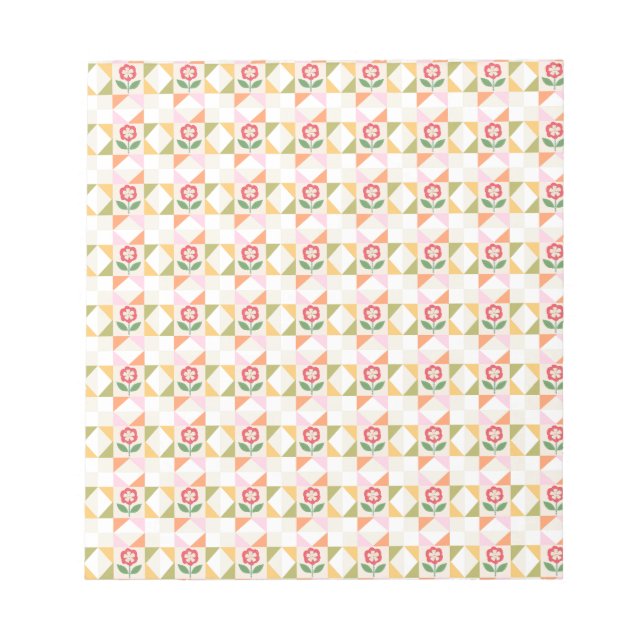 Little red flower quilt block notepad (Front)