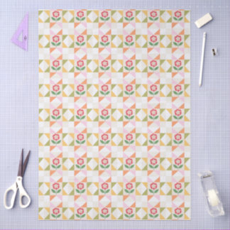 Little red flower quilt block tissue paper