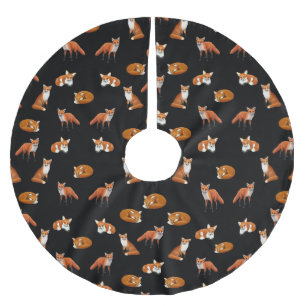 Little Red Foxes Christmas Tree Skirt Noir