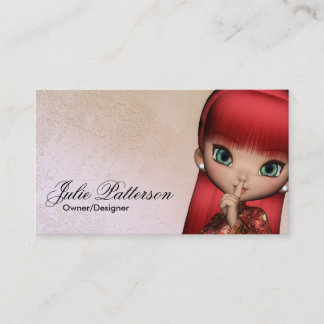 Little Red Hair Asian Girl Fantasy Business Cards