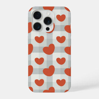 Little red hearts cozy gingham pattern Preppy iPhone 15 Pro Case