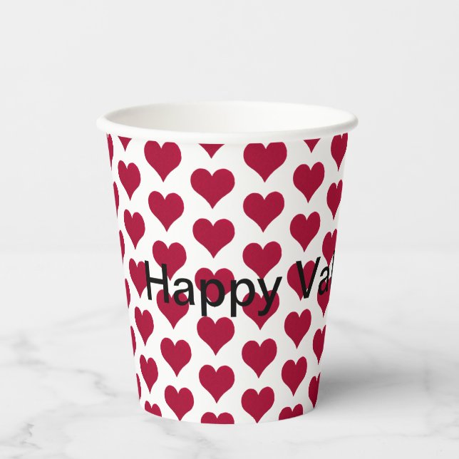 Little red hearts pattern Happy Valentines day Paper Cups (Front)