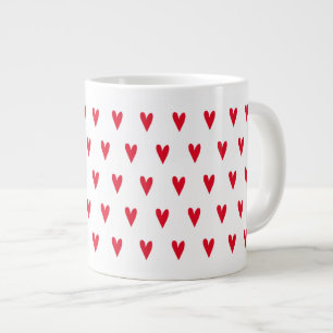 Little Red Hearts Pattern - Romantic Large Coffee Mug