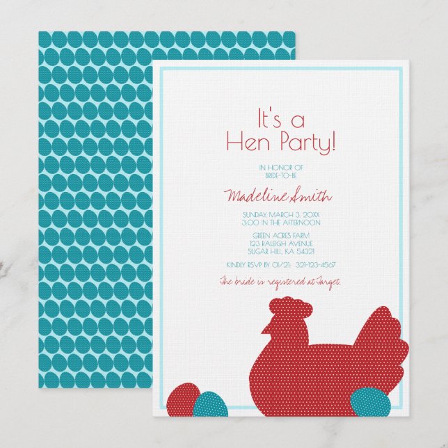 little red hen COUNTRY KITCHEN bridal shower party Invitation (Front/Back)