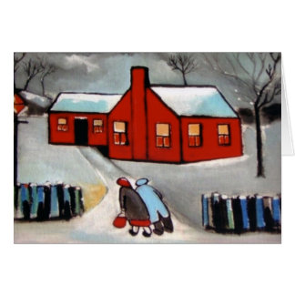 LITTLE RED HOUSE SNOW SCENE