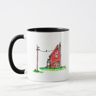 Little Red House with Power Line Mug