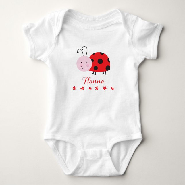 Little Red Ladybug Personalised Infant Creeper (Front)