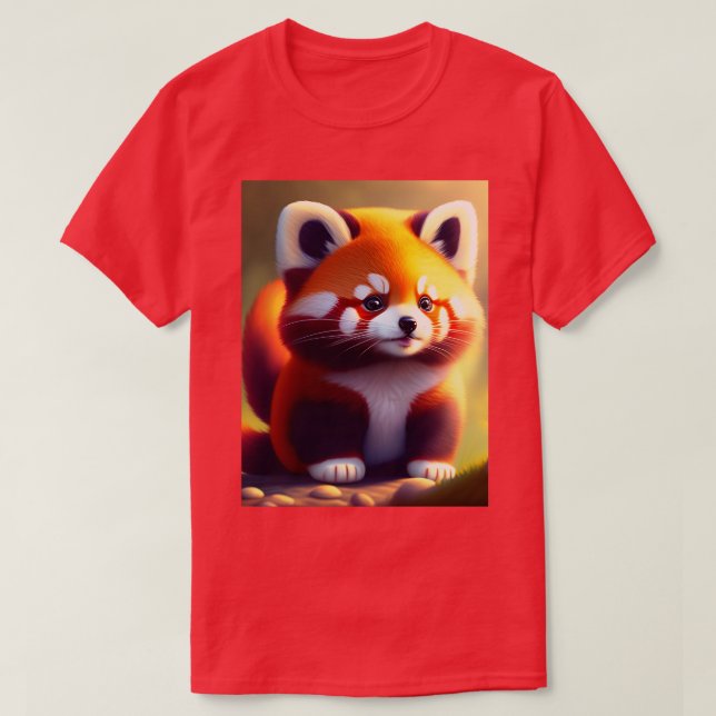 Little Red Panda Standing T-Shirt (Design Front)