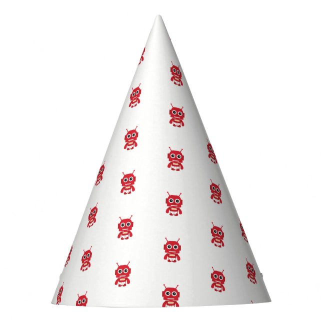 Little Red Retro Robot Party Hat (Front)