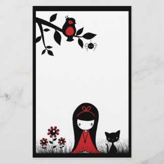 Little Red Ribbon Head Stationery
