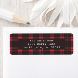 Little Red Ribbon Plaid Holiday Return Address