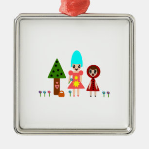 Little Red Riding Hood and Grandma 344 Metal Tree Decoration