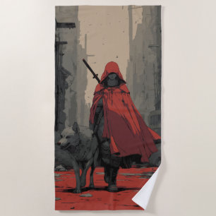 Little Red Riding Hood and the Wolf – Dark Fantasy Beach Towel
