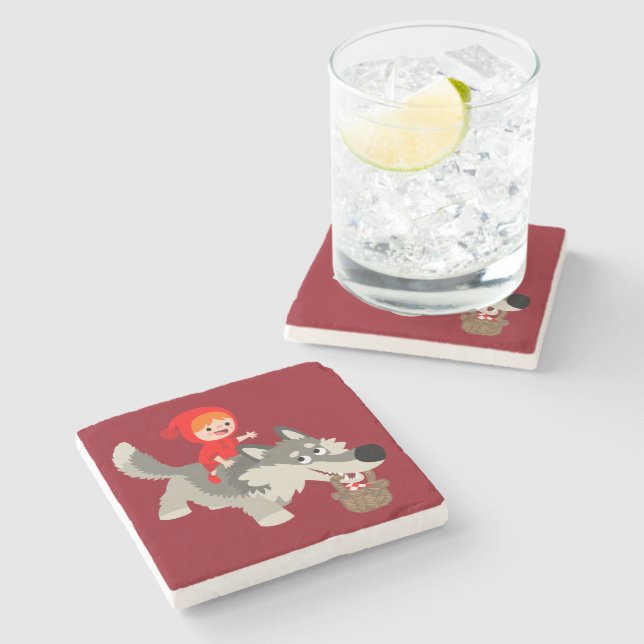 Little Red Riding Hood and The Wolf Stone Coaster (Side)