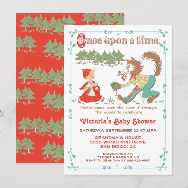 Little Red Riding Hood Baby Shower Invitations (Front/Back)