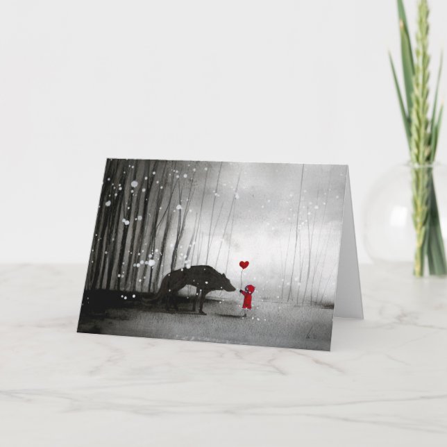 Little Red Riding Hood Be My Valentine Holiday Card (Front)