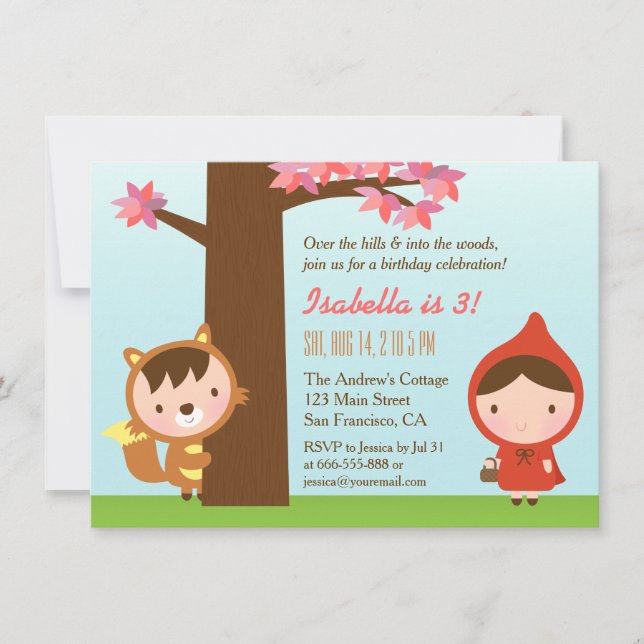 Little Red Riding Hood Big Bad Wolf Birthday Party Invitation (Front)
