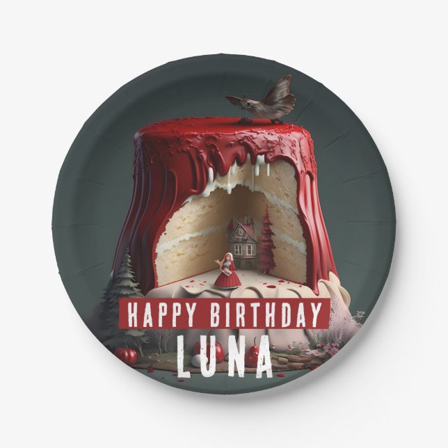 Little Red Riding Hood Birthday Cake -  Paper Plate (Front)
