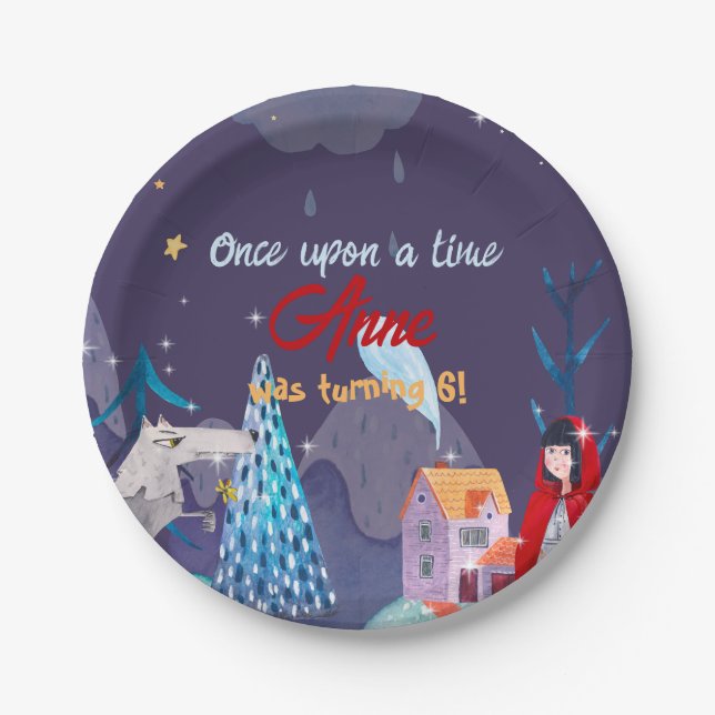 Little red riding hood Birthday Paper Plate (Front)