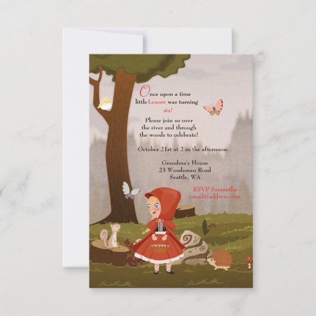 Little Red Riding Hood Birthday Party Invitation (Front)