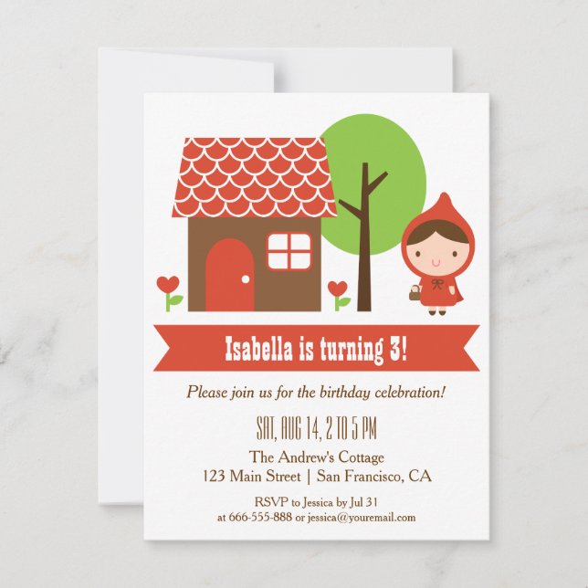 Little Red Riding Hood Birthday Party Invitations (Front)