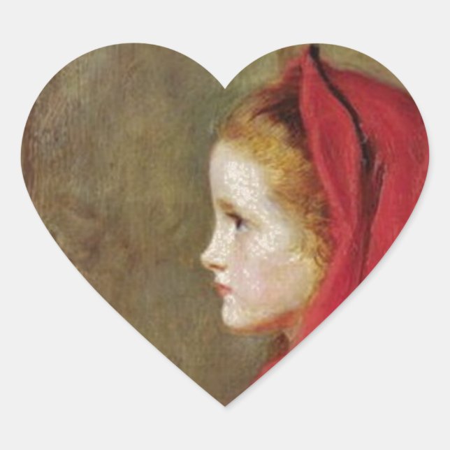Little Red Riding Hood  by John Everett Millais Heart Sticker (Front)