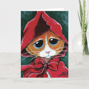 Little Red Riding Hood Cat Art Greeting Card